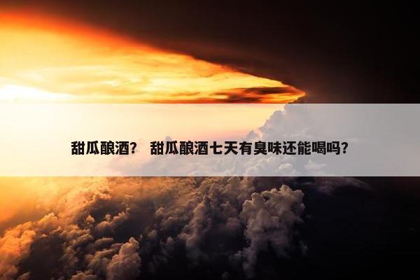 甜瓜酿酒？ 甜瓜酿酒七天有臭味还能喝吗？