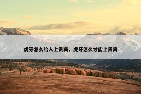 虎牙怎么给人上贵宾，虎牙怎么才能上贵宾