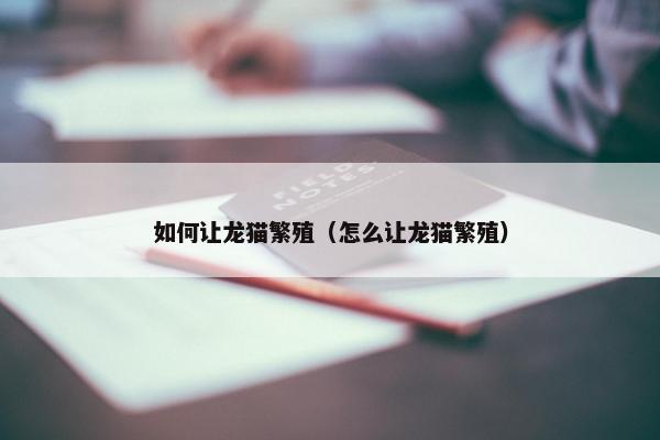 如何让龙猫繁殖（怎么让龙猫繁殖）