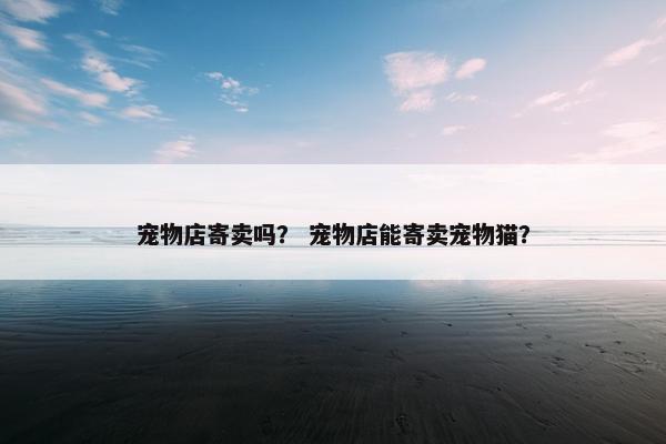 宠物店寄卖吗？ 宠物店能寄卖宠物猫？