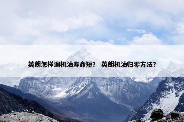 英朗怎样调机油寿命短？ 英朗机油归零方法？