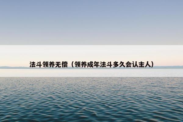 法斗领养无偿（领养成年法斗多久会认主人）