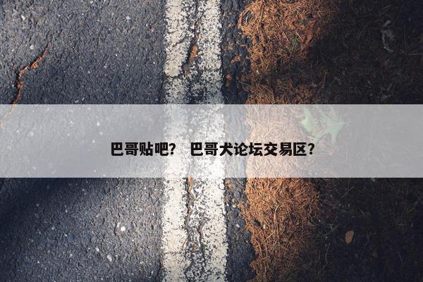 巴哥贴吧？ 巴哥犬论坛交易区？