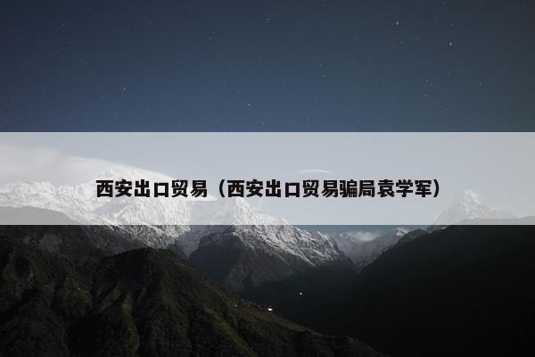 西安出口贸易（西安出口贸易骗局袁学军）