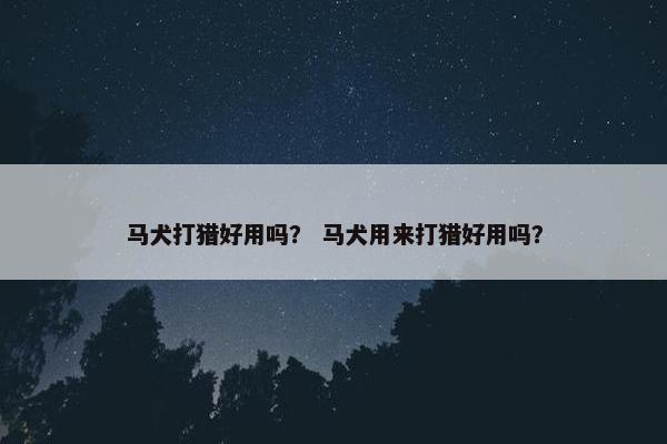 马犬打猎好用吗？ 马犬用来打猎好用吗？