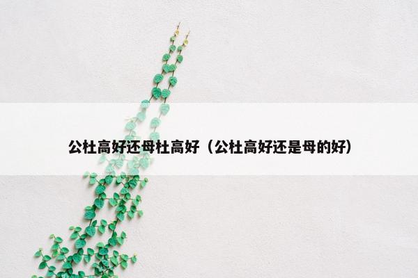 公杜高好还母杜高好（公杜高好还是母的好）