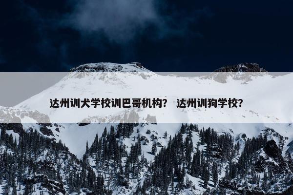 达州训犬学校训巴哥机构？ 达州训狗学校？