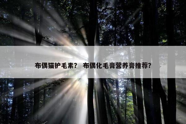布偶猫护毛素？ 布偶化毛膏营养膏推荐？