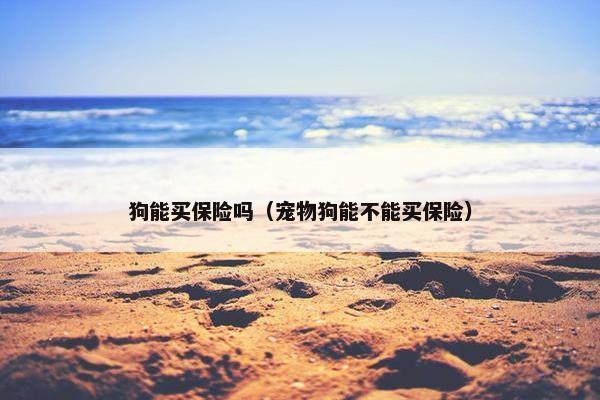 狗能买保险吗（宠物狗能不能买保险）