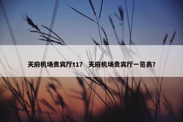 天府机场贵宾厅t1？ 天府机场贵宾厅一览表？