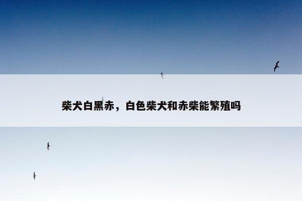 柴犬白黑赤，白色柴犬和赤柴能繁殖吗